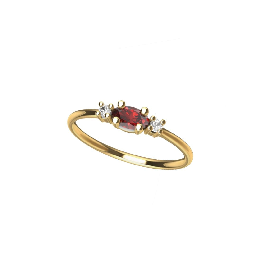 Anello Colors con Rubino orizzontale in Oro Giallo