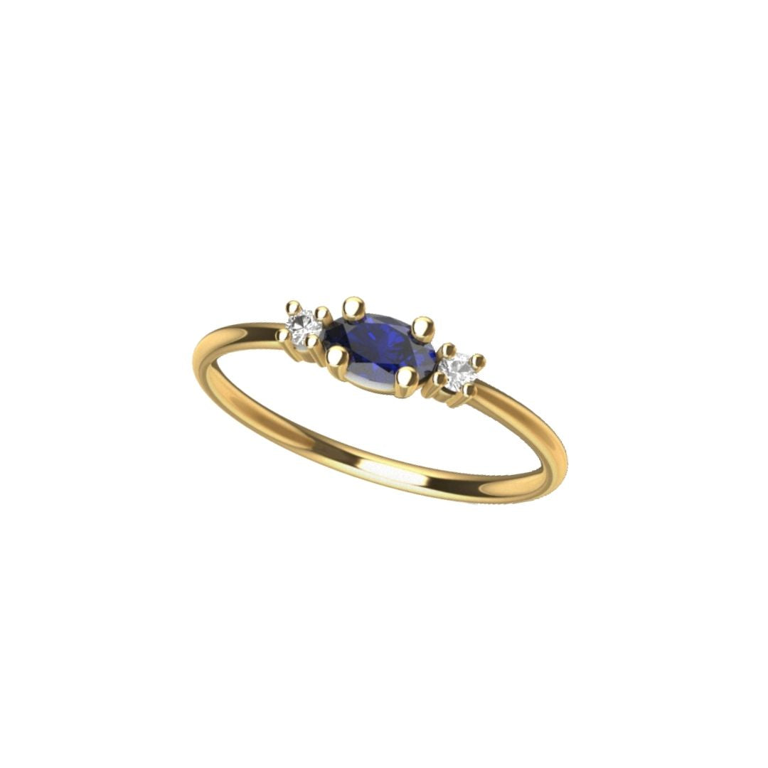 Anello Colors con Zaffiro orizzontale in Oro Giallo