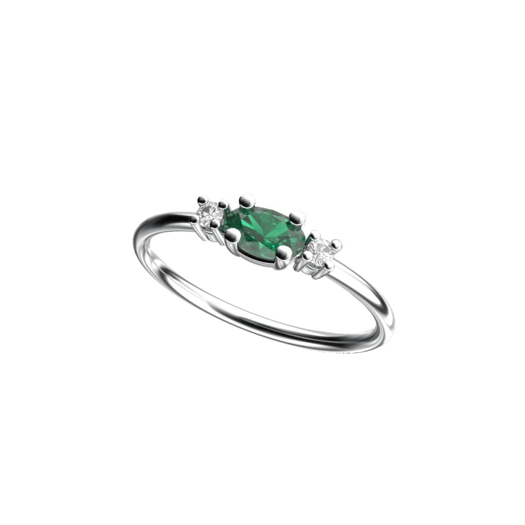 Anello Colors con Smeraldo orizzontale in Oro Bianco