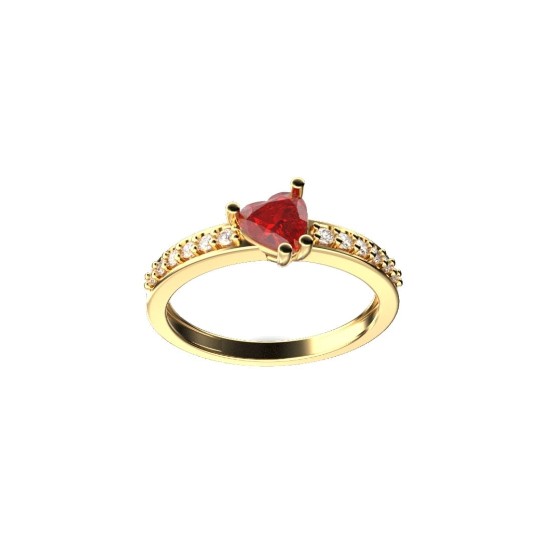 Anello Emotion con Rubino in Oro Giallo