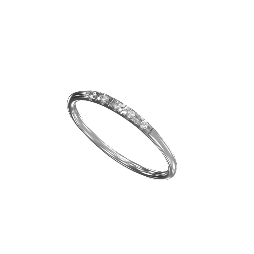 Anello 5 Brillanti in Oro Bianco