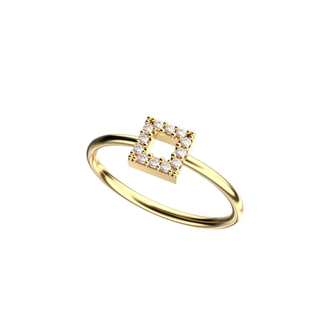 Anello Square in Oro Giallo